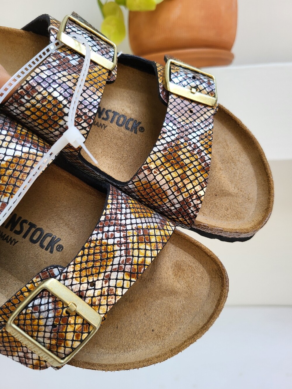 Birkenstock Arizona Big Buckle Python Brown Size 8 - Picture 6 of 10